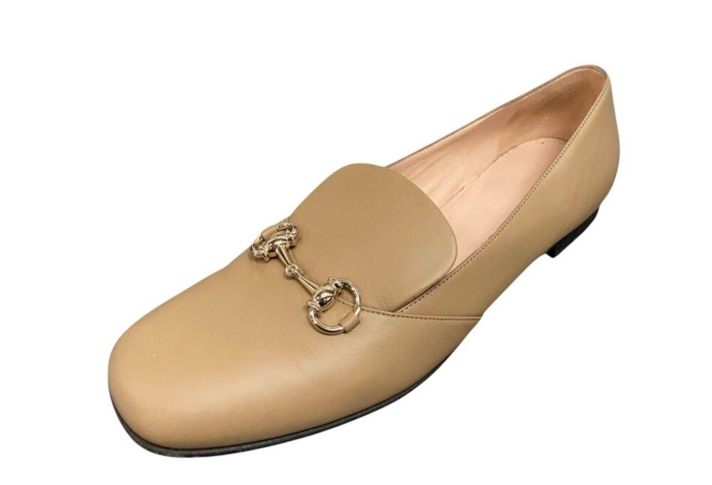 Gucci Beige Leather Horsebit Loafers Made in Italy 41.5 COA